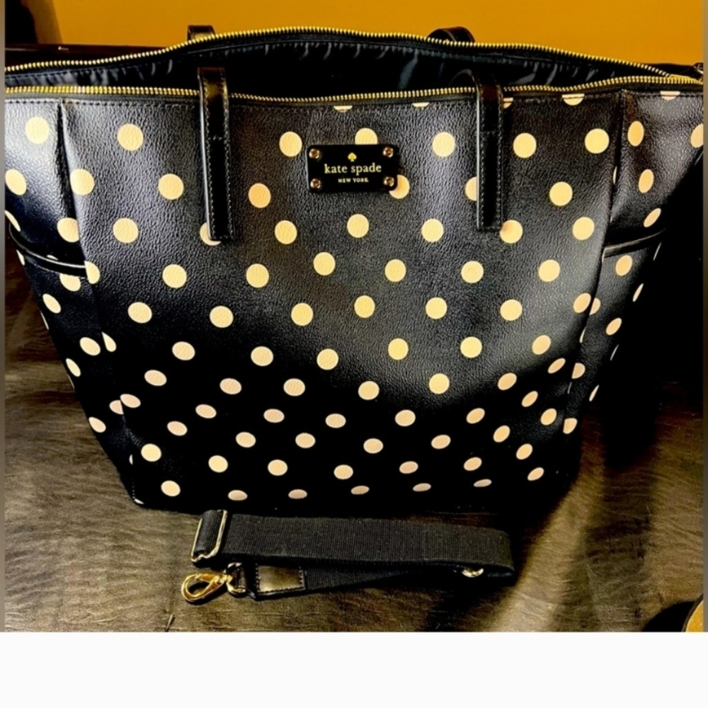 Kate Spade Adaira Wellesley Black Polka Dot Tote